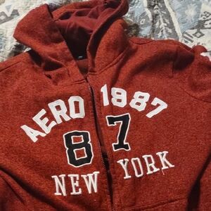 Aeropostale Maroon Zip-Up Hoodie